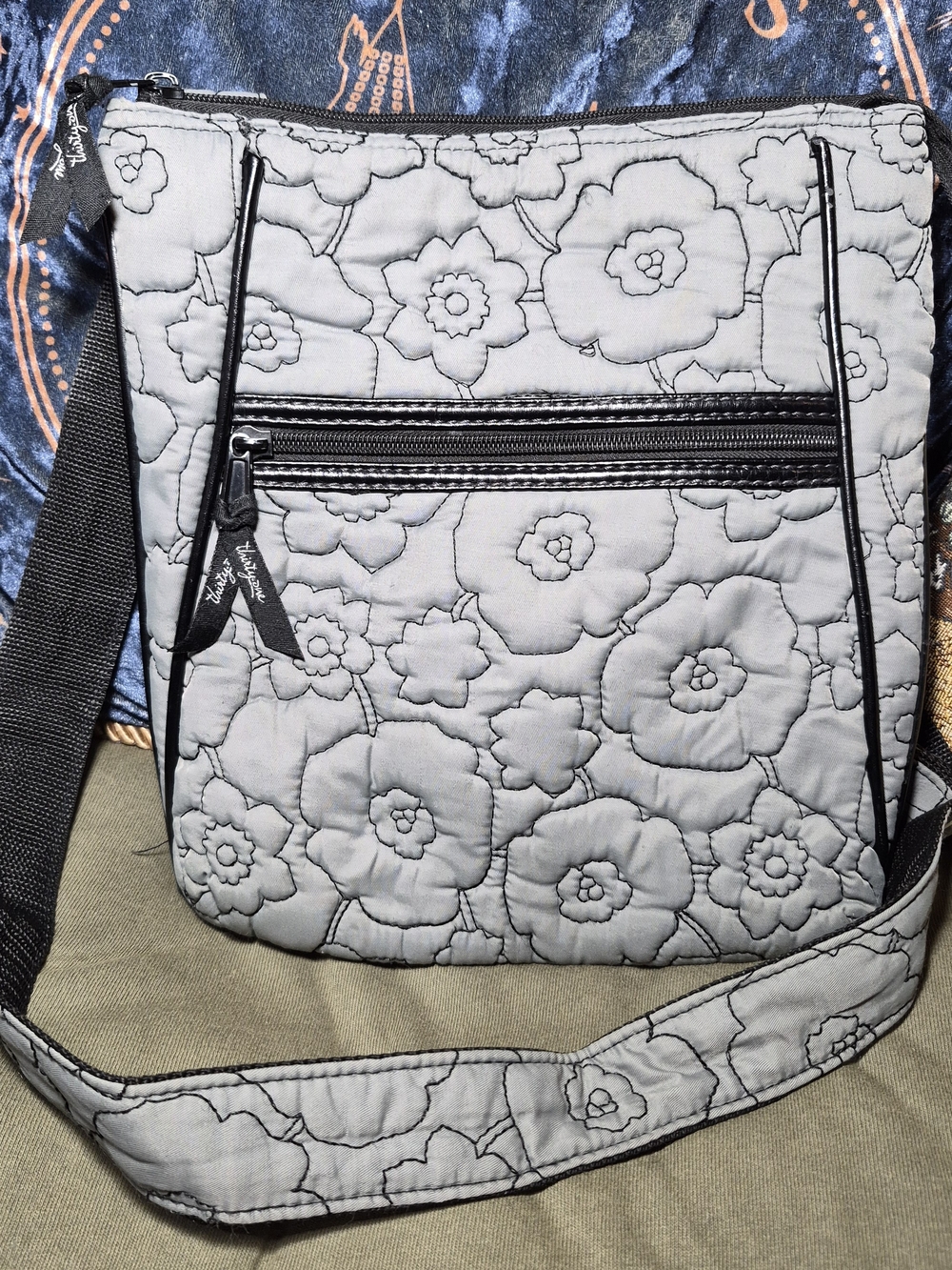 Vera Bradley Gray Quilted Floral Crossbody Bag